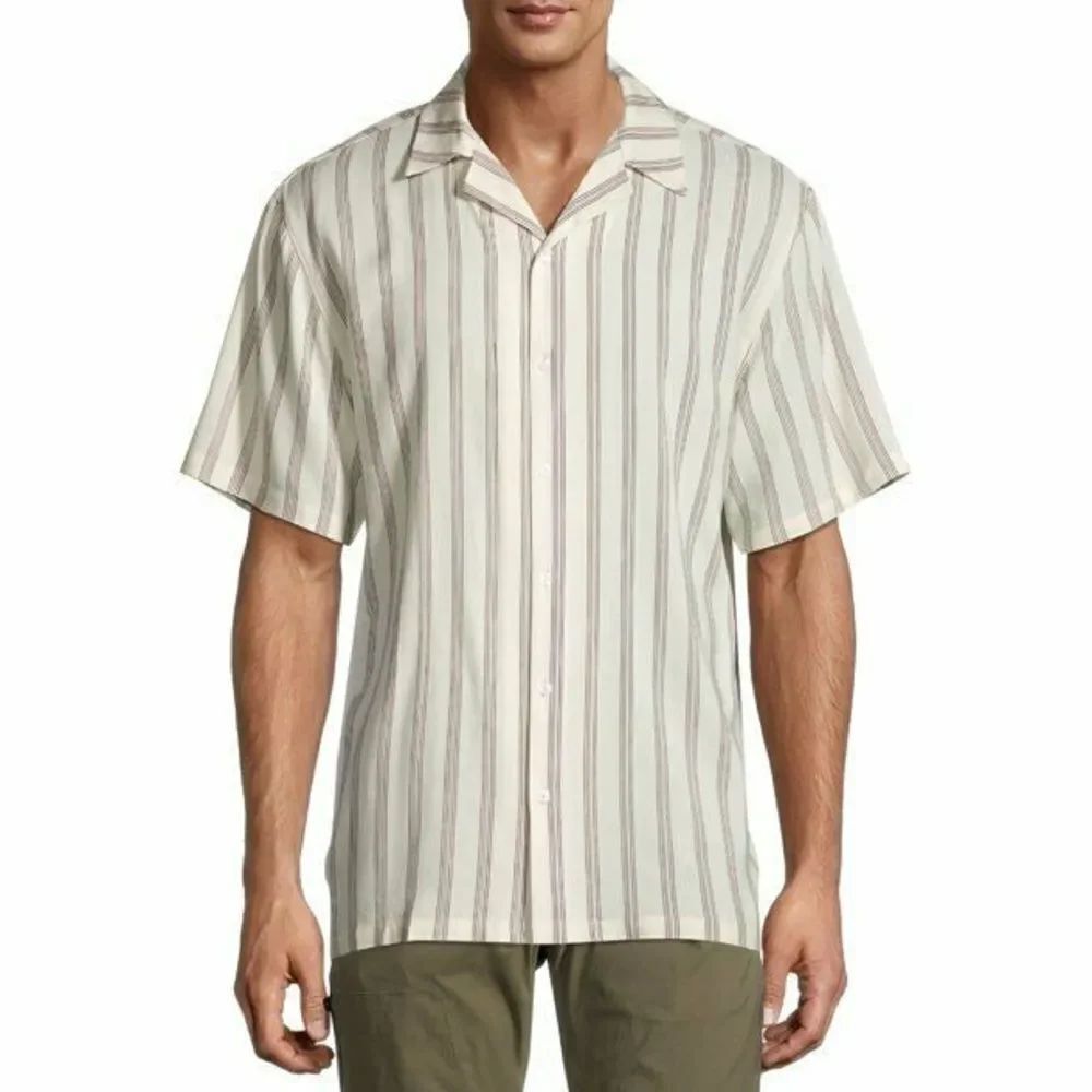 ✨HP✨Cactus Man Ricky Singh Men’s Shirt White Vertical Stripes Viscose✨